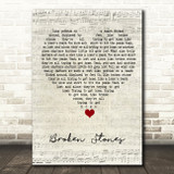 Paul Weller Broken Stones Script Heart Song Lyric Quote Music Print