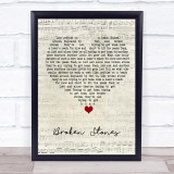 Paul Weller Broken Stones Script Heart Song Lyric Quote Music Print