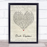 Queen One Vision Script Heart Song Lyric Quote Music Print