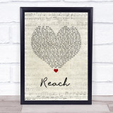 S Club 7 Reach Script Heart Song Lyric Quote Music Print