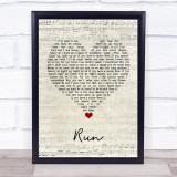 Snow Patrol Run Script Heart Song Lyric Quote Music Print