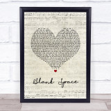 Taylor Swift Blank Space Script Heart Song Lyric Quote Music Print