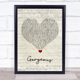 Taylor Swift Gorgeous Script Heart Song Lyric Quote Music Print