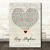 Taylor Swift Hey Stephen Script Heart Song Lyric Quote Music Print