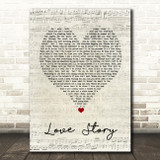 Taylor Swift Love Story Script Heart Song Lyric Quote Music Print