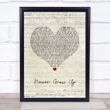 Taylor Swift Never Grow Up Script Heart Song Lyric Quote Music Print