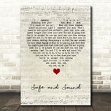 Taylor Swift Safe and Sound Script Heart Song Lyric Quote Music Print