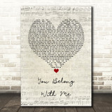 Taylor Swift You Belong With Me Script Heart Song Lyric Quote Music Print