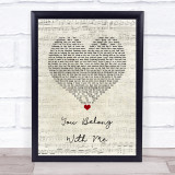 Taylor Swift You Belong With Me Script Heart Song Lyric Quote Music Print