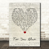 The Beatles For You Blue Script Heart Song Lyric Quote Music Print
