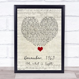 The Four Seasons December, 1963 (Oh, What A Night) Script Heart Song Lyric Quote Music Print