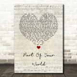 The Little Mermaid Part of Your World Script Heart Song Lyric Quote Music Print