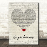 The Script Superheroes Script Heart Song Lyric Quote Music Print