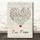 The Who I'm Free Script Heart Song Lyric Quote Music Print