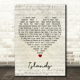The xx Islands Script Heart Song Lyric Quote Music Print
