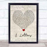 Why Don't We 8 Letters Script Heart Song Lyric Quote Music Print