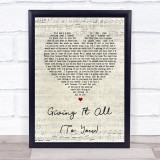 Haley & Michaels Giving It All (To You) Script Heart Song Lyric Quote Print