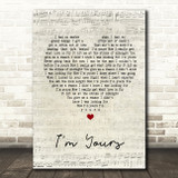 Jack Savoretti I'm Yours Script Heart Song Lyric Quote Print