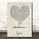 Natty Bedroom Eyes Script Heart Song Lyric Quote Print