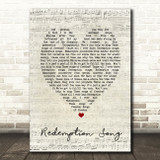 Redemption Song Bob Marley Script Heart Quote Song Lyric Print