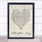 Redemption Song Bob Marley Script Heart Quote Song Lyric Print