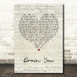 Nirvana Drain You Script Heart Song Lyric Quote Print