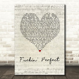 Pink Fuckin' Perfect Script Heart Song Lyric Quote Print