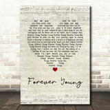 Rod Stewart Forever Young Script Heart Song Lyric Quote Print