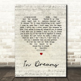 Roy Orbison In Dreams Script Heart Song Lyric Quote Print