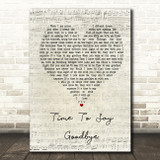 Sarah Brightman Time To Say Goodbye Script Heart Song Lyric Quote Print