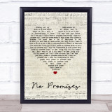 Shawn Mendes No Promises Script Heart Song Lyric Quote Print