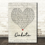 Stereophonics Dakota Script Heart Song Lyric Quote Print