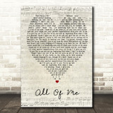 All Of Me John Legend Script Heart Song Lyric Quote Print