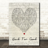 Back For Good Take That Script Heart Song Lyric Quote Print