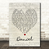 Daniel Elton John Script Heart Song Lyric Quote Print