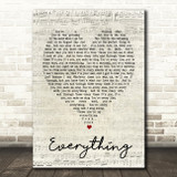 Everything Michael Buble Script Heart Song Lyric Quote Print