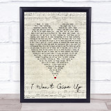 I Won't Give Up Jason Mraz Script Heart Song Lyric Quote Print