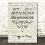 Maggie May Rod Stewart Script Heart Song Lyric Quote Print
