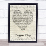 Maggie May Rod Stewart Script Heart Song Lyric Quote Print