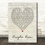 Purple Rain Prince Script Heart Song Lyric Quote Print