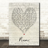 Run Leona Lewis Script Heart Song Lyric Quote Print
