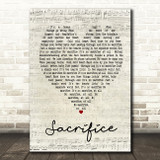 Sacrifice Elton John Script Heart Song Lyric Quote Print