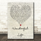 Black Wonderful Life Script Heart Song Lyric Quote Print