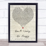 Bobby McFerrin Don't Worry, Be Happy Script Heart Song Lyric Quote Print