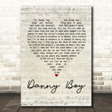 Celtic Woman Danny Boy Script Heart Song Lyric Quote Print