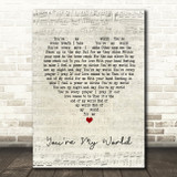 Cilla Black You're My World Script Heart Song Lyric Quote Print