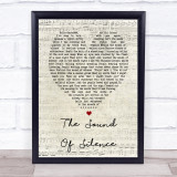 The Sound Of Silence Simon & Garfunkel Script Heart Song Lyric Quote Print