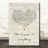 David Alexander The Answer To Everything Script Heart Song Lyric Quote Print