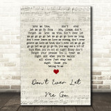 Eddie Cochran Don't Ever Let Me Go Script Heart Song Lyric Quote Print