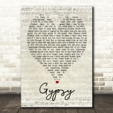 Gypsy Fleetwood Mac Script Heart Quote Song Lyric Print